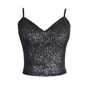 意大利单 带胸垫 亮片吊带背心女内搭文胸重工亮闪闪性感辣妹上衣