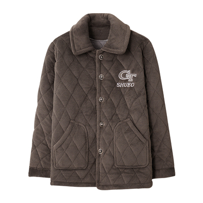 男士冬季三层夹棉加厚保暖睡衣