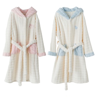 儿童珊瑚绒睡袍男童宝宝冬加厚浴袍女童a类睡衣冬季法兰绒家居袍