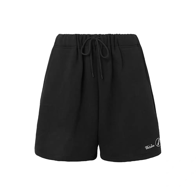 we11doneshark抽绳高腰休闲荧光粉糖果纯色五分宽松运动休闲短裤