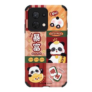 阿仙奴熊猫格子适用oppoReno10手机壳9小羊皮Reno8保护套Reno7Pro+可爱6女款网红OPPO镜头全包防摔新款创意