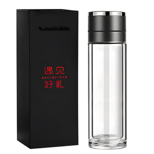 玻璃水杯保温杯男款2025新款大容量一键开盖车载茶水分离泡茶杯子