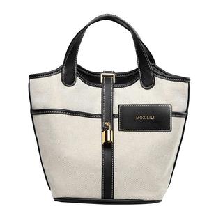MOXILILI莫西里里时尚新款菜篮子包女小众手提袋手拎水桶包帆布包