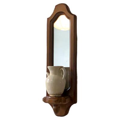 复古侘寂风装饰镜子实木烛台展示