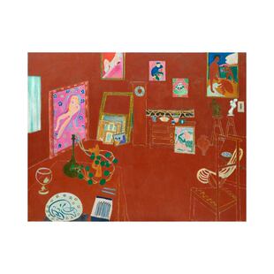 马蒂斯红色粉色画室野兽派现代简约客厅抽象挂画油画布画芯装饰画