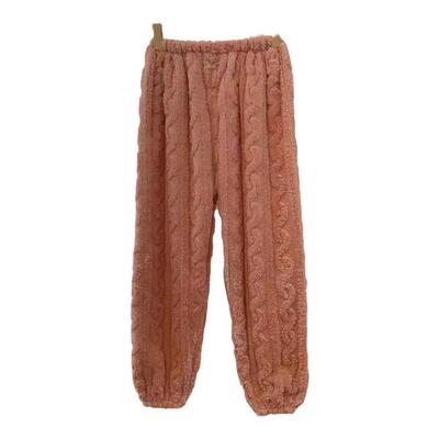 女款大码胖mm法兰绒束脚长家居裤