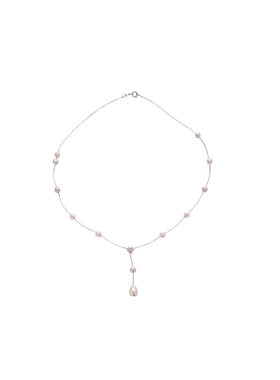 珍珠锆石花朵水滴项链女