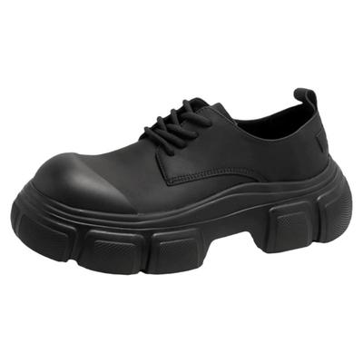 厚底潮鞋休闲鞋黑色真皮大头皮鞋