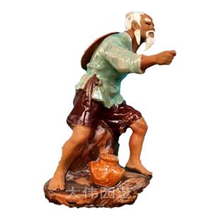 钓鱼翁太公玩具盆景装饰品摆件鱼缸造景吸水石假山配件车内创意