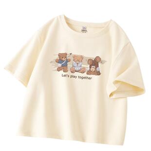 班尼路小个子纯棉短款t恤女装宽松高腰正肩短袖夏季小熊上衣小衫Q