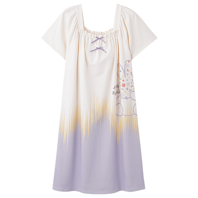 纯棉带胸垫睡裙女款夏短袖睡衣