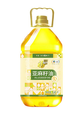 福临门纯亚麻籽油5.43L一级冷榨家用烹饪omega3食用油中粮亚麻酸