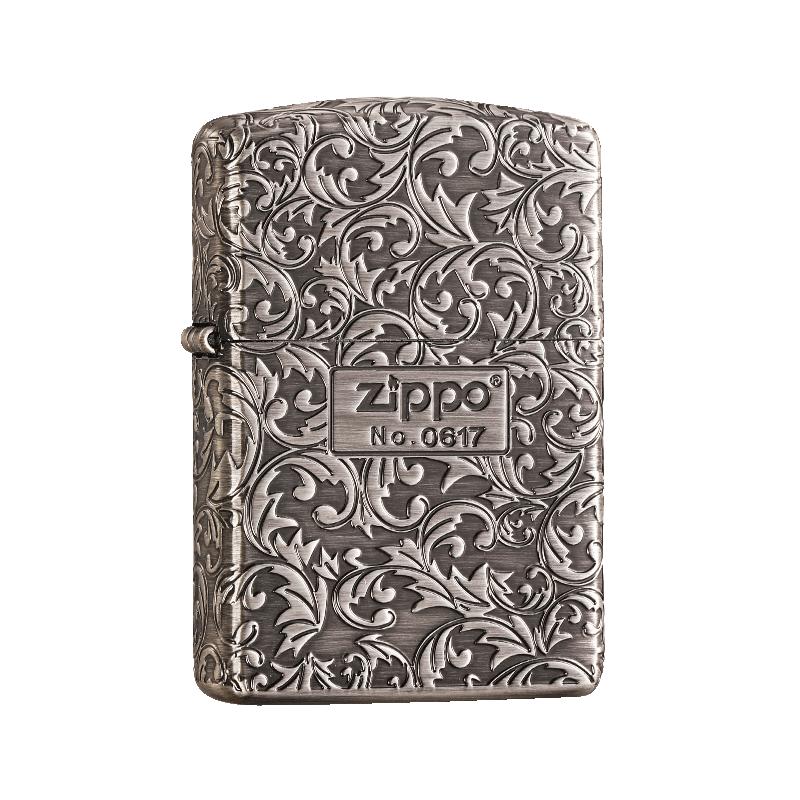 ZIPPO熏银唐草打火机生日礼物男