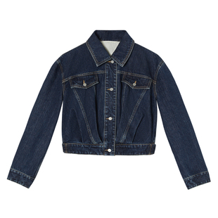 JNBY/江南布衣秋冬夹克斜纹牛仔长袖翻领挺括短款外套女5M7611600