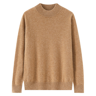 秋冬新款100%纯山羊绒衫男士半高领宽松针织衫毛衣男款保暖打底衫