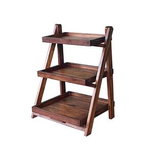 折叠三层置物架桌面浴室卫生间厨房台面木质收纳家用多功能实木架