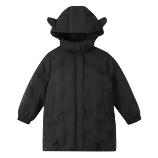 安奈儿冬装儿童中大童保暖外套上衣男童女童长款带帽加厚羽绒服