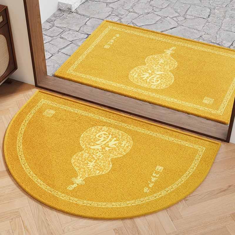 金黄色招财半圆形入户门地垫进门地毯大门口室内外防滑脚垫子定制
