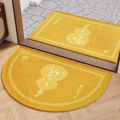 金黄色招财半圆形入户门地垫进门地毯大门口室内外防滑脚垫子定制