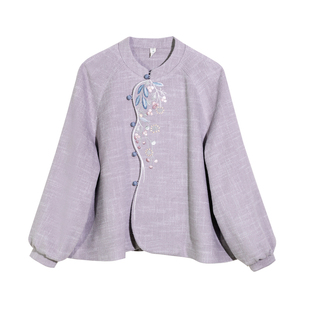 晴野 清水溪汉初国风女装改良日常汉服毛呢外套圆领上衣百搭通勤