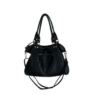 YAU大树 熔岩黑巧机车包编织复古拖特包y2k包ins博主单肩斜挎包