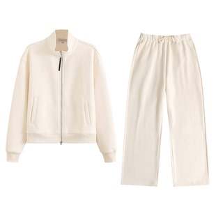 26新款糯唧唧剪裁结构高智简约男女立领老钱风卫衣套装