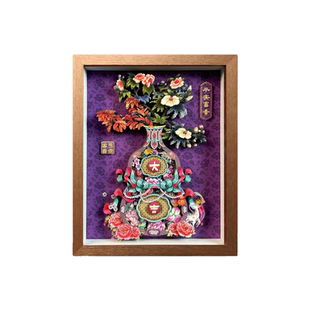 平安富贵葫芦立体剪纸画摆件非遗工艺品春节玄关桌面装饰乔迁送礼