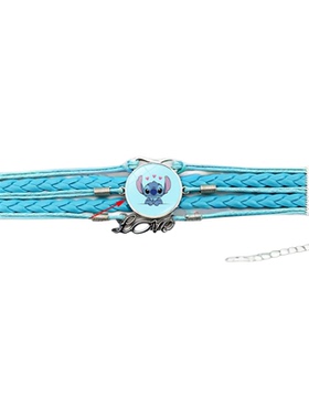 星际宝贝史迪奇蓝色编织手链史迪仔Stitch卡通时光宝石皮革手