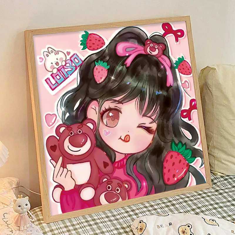 数字油画diy手工填色涂色画儿童手绘填充动漫卡通九宫格装饰画四