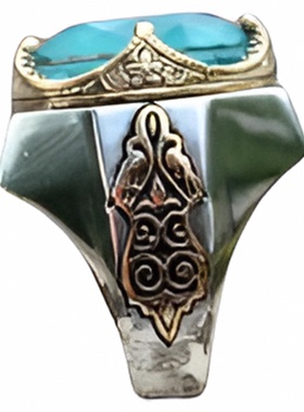 银蓝色帕拉伊巴碧玺宝石镶嵌戒指