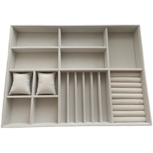 定制绒布抽屉首饰盒收纳盒梳妆台分隔项链分格精致实木托盘饰品盒