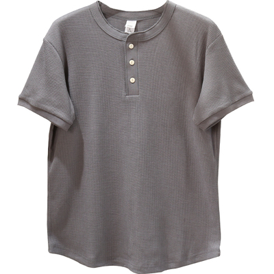 男士260g华夫格亨利领短袖T恤潮