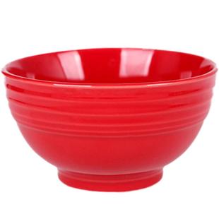 包邮红釉大碗中秋状元碗厦门博饼碗斗笠面碗螺纹陶瓷汤碗泡面红碗