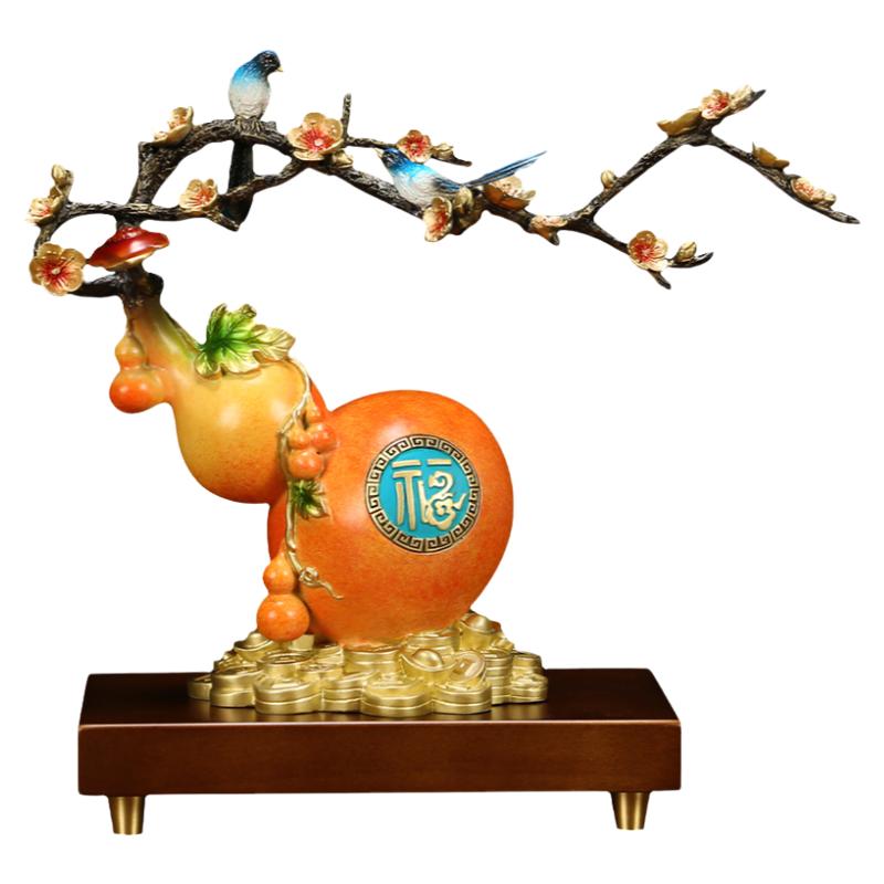 吉善缘《福禄双喜》铜葫芦摆件 铜工艺品客厅桌面家居饰礼品A0005