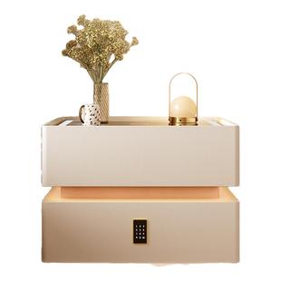 网红智能床头柜带密码锁实木家用卧室简约现代小户型床边柜灯一体