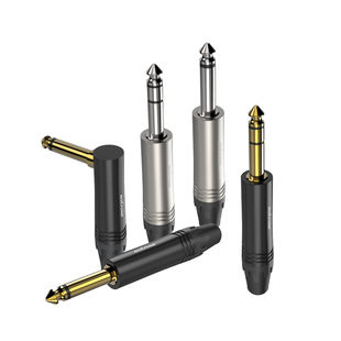 罗科斯通6.35插头大三芯6.5大二芯立体声音频焊接弯头乐器线接头