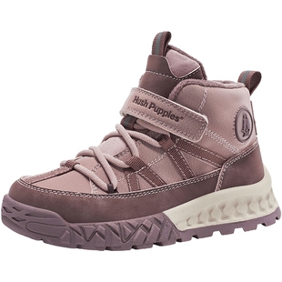 暇步士童鞋女童雪地靴冬季加绒加厚棉靴大童户外棉鞋防滑运动鞋女