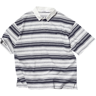 nautica white sail日系宽松廓型纯棉中性风条纹POLO衫KW3207