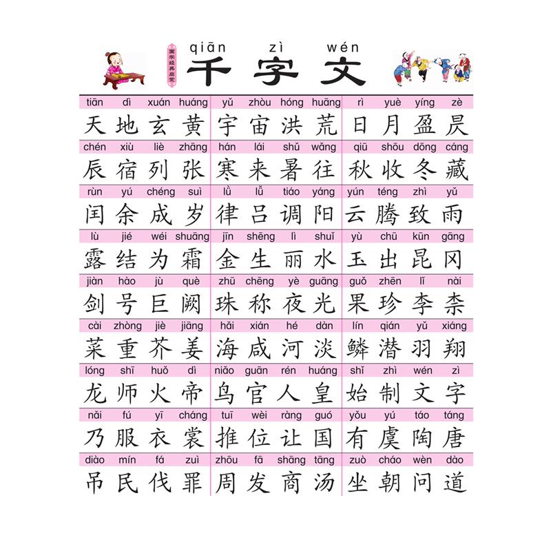 正版全套挂图23张 含弟子规三字经千字文挂图贴图 大字宝宝启蒙挂图幼儿童早教识字拼音学习表墙贴玩具园家用
