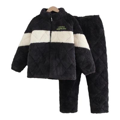 青少年冬款加厚夹棉珊瑚绒睡衣