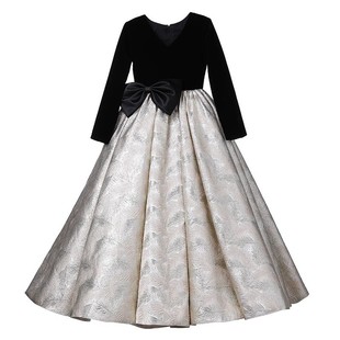 奢华生日礼服裙轻奢小众高端女童连衣裙公主裙钢琴演出服主持人灰