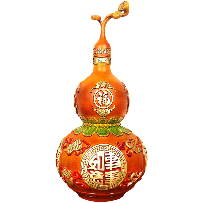 八宝福禄彩铜葫芦摆件客厅装饰品