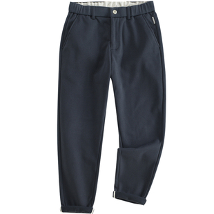 汉絮秋冬季毛呢休闲裤男士抓绒保暖微锥长裤厚款纯色针织直筒裤男