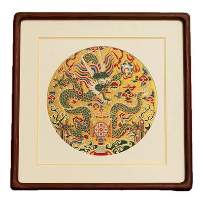 南京云锦研究所灯景团龙补镜框