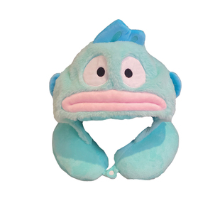 卡通史迪奇鱼怪连帽U型护颈枕遮光午睡颈枕旅行便携飞机带帽子U枕