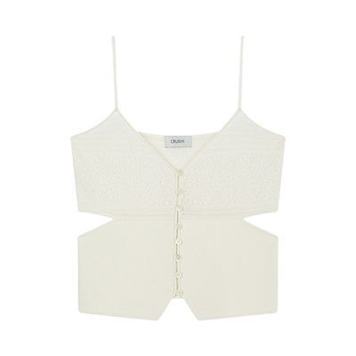 商场同款CRUSH Collection早春新款吊带背心蕾丝拼接针织上衣女