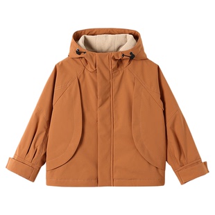 允儿妈女童杜邦三防连帽加棉冲锋衣儿童冬季短款棉服加厚防风衣潮