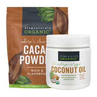 Viva美国进口天然无糖冷榨有机椰子油食用油未碱化有机可可粉组合