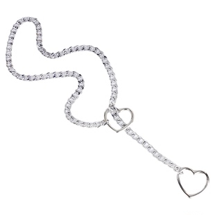 choker双爱心可收紧窒息项圈可带牵引绳puppy抽拉项链