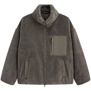 流石男装户外风立领羽绒服2025年冬季男士设计感个性仿羊羔毛外套